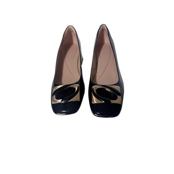 CLARKS NYTA 45 JAZZ HEELS WOMEN SHOES BLACK SIZE 8.5 EUC FAST SHIPPING - Picture 2 of 16